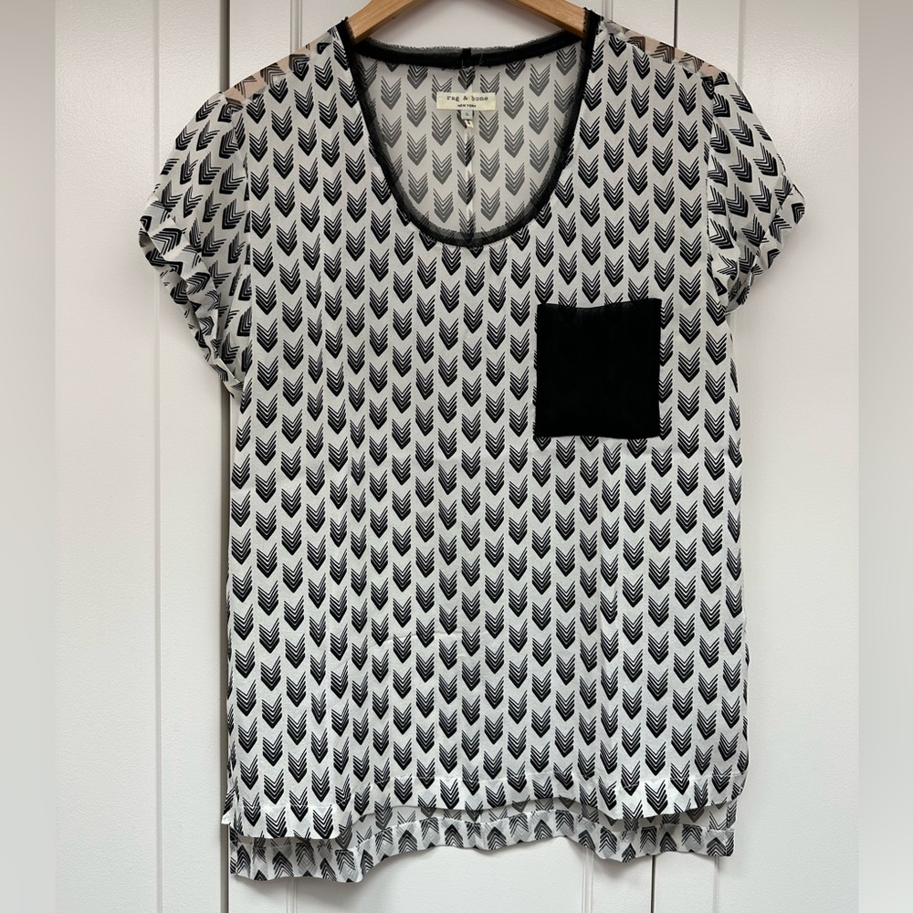 Rag & Bone Silk Black & White Top / Woman’s Small / Silk